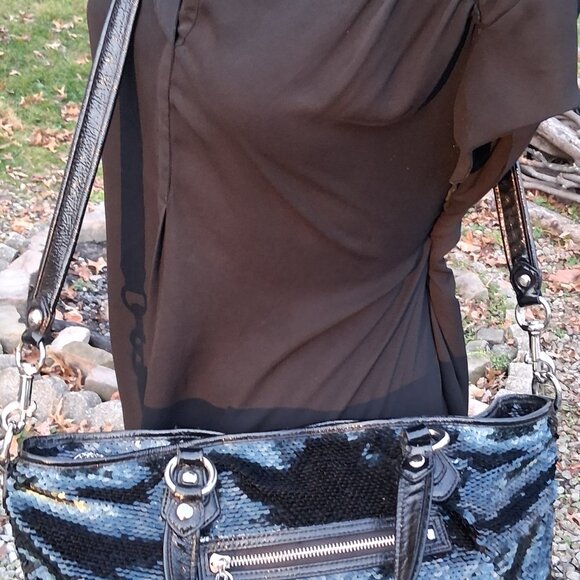 Coach Poppy Rocker 2 Way Satchel with Black Sequins/ Patent Leather - Picture 5 of 8